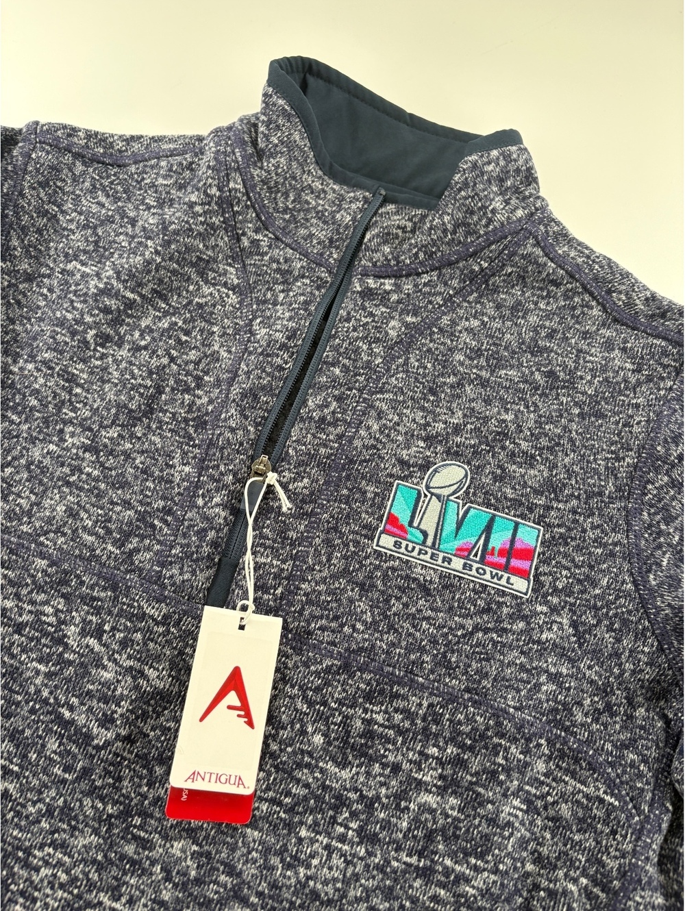 Antigua Super Bowl LVII Quarter Zip Pullover Men's M NWT Heather